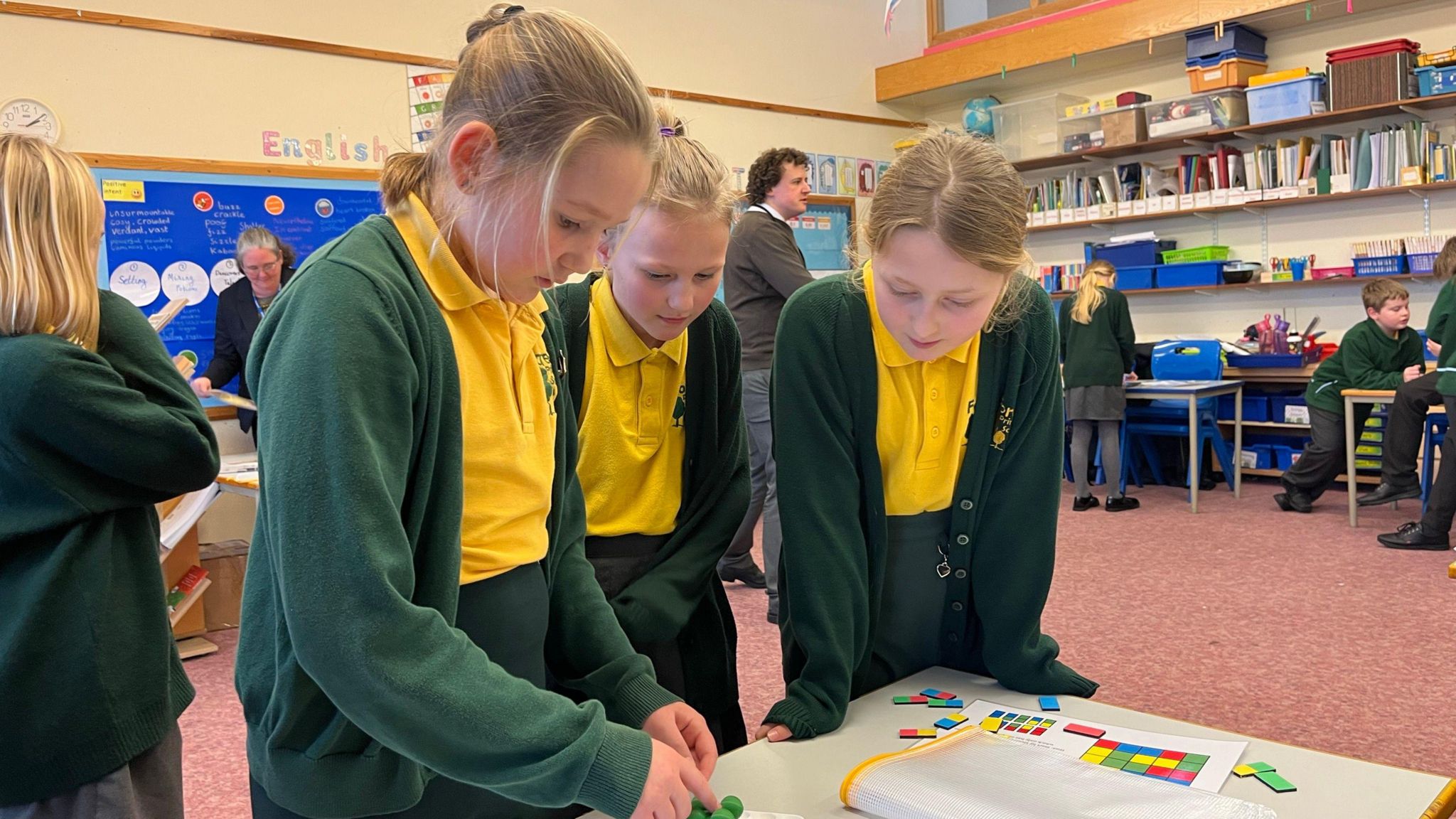 Year 5 pupils at Forest Primary School, Guernsey, looking at a maths puzzle