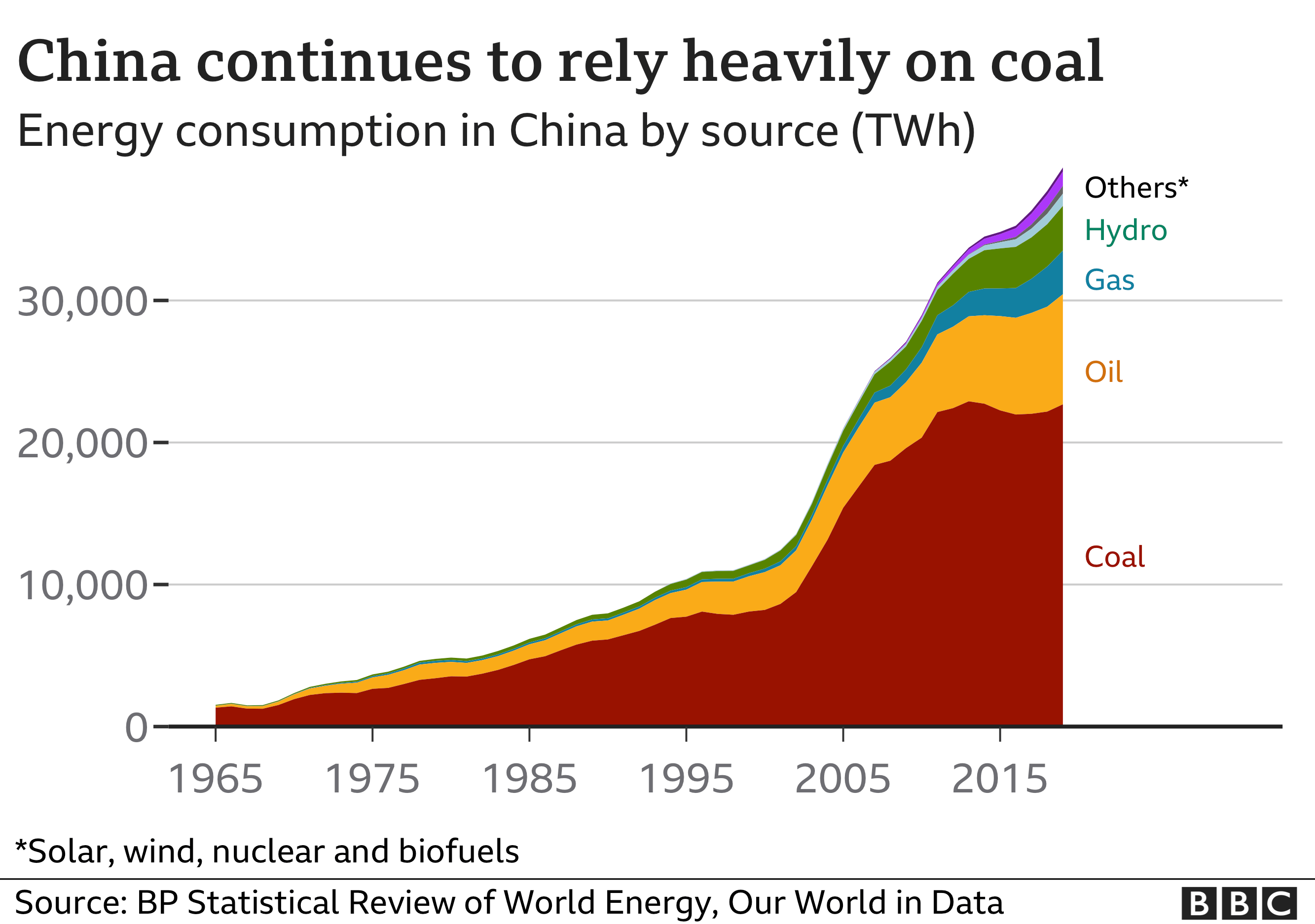 Chart showing China's dependence on coal
