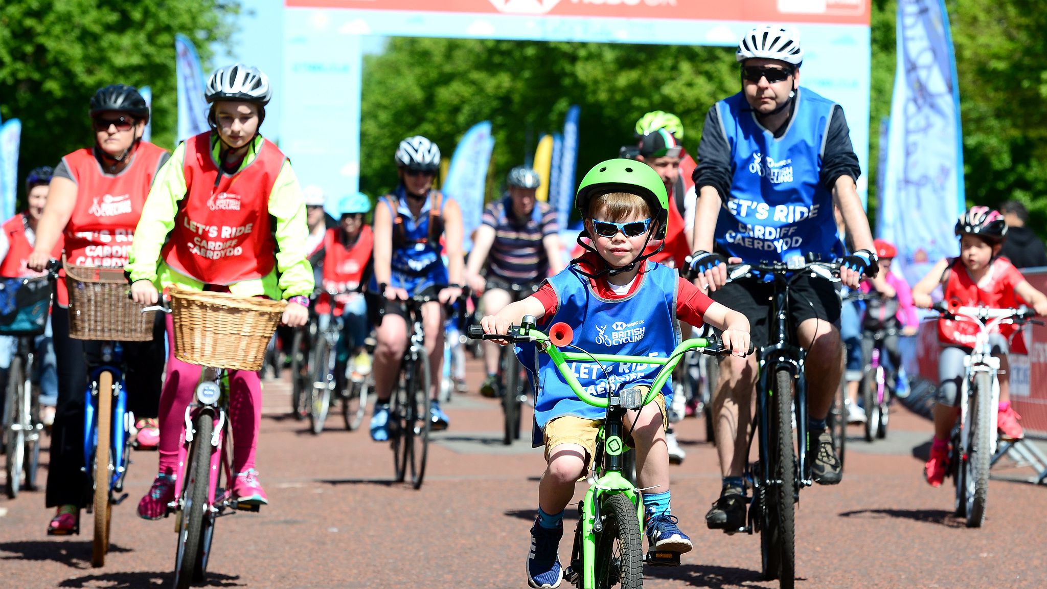 Cyclists enjoying the 2018 Let's Ride event in Cardiff