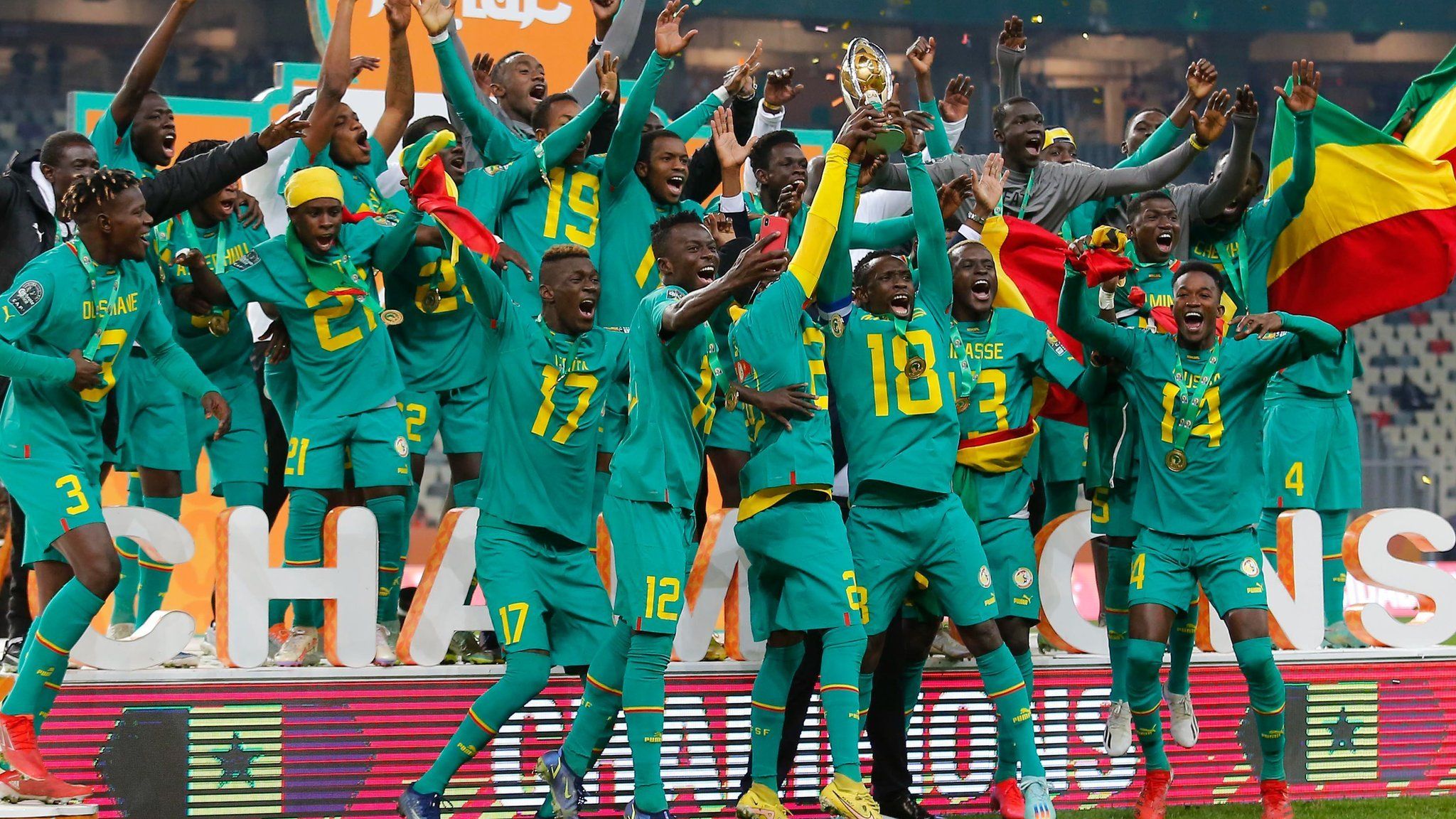Senegal celebrate winning CHAN