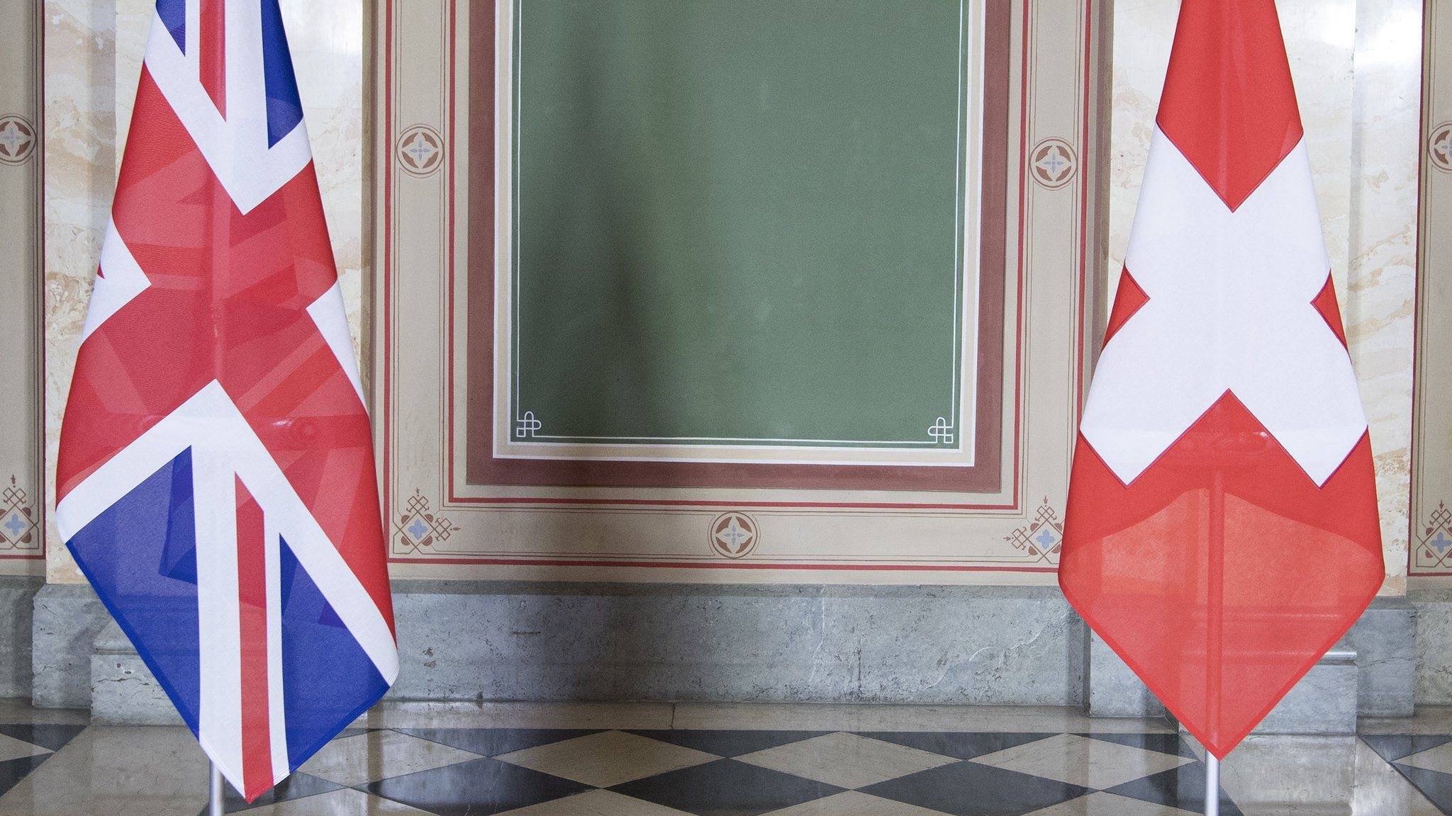 Swiss and British flags