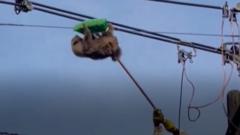 Ленивец на электропроводах
