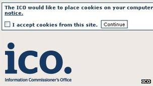 ICO cookie permission box screenshot