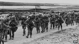 Argentine soldiers in the Falkland Islands