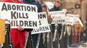 Pro-life campaigners at Westminster