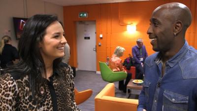 England cricketer Michael Carberry speaks to Olympic swimmer Keri-Anne Payne