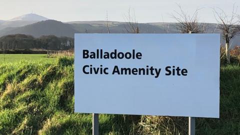 Civic amenity site sign at Balladoole