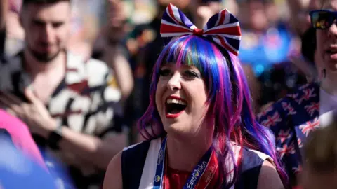 A Eurovision fan in Liverpool in May 2023