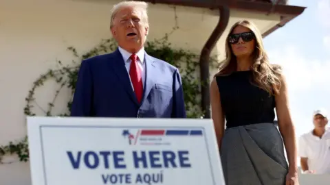 Donald Trump speaks after voting in the 2022 midterm elections