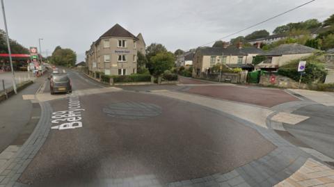 The mini-roundabout on Dennison Road in Bodmin