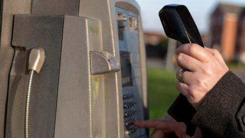 A public pay phone.