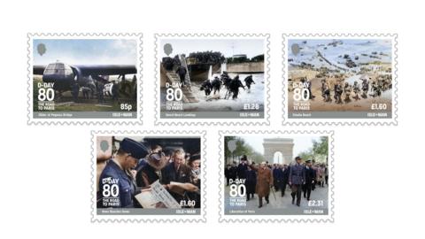 A stamp collection depicting Normandy Landings