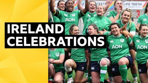 Ireland players celebrate their win over Scotland