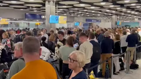 Crowds building up at Heathrow airport