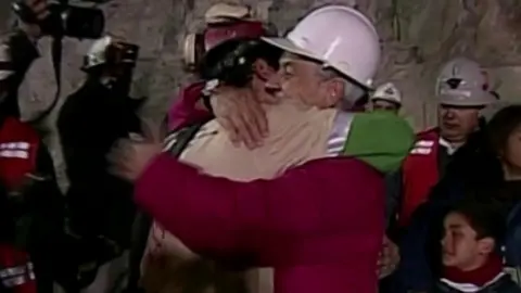 President Piñera embraces Florencio Avalos