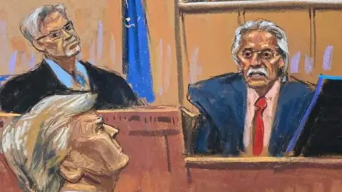 Courtroom sketch of Donald trump in New York
