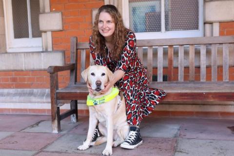 Anica Zeyen and her guide dog Lassie