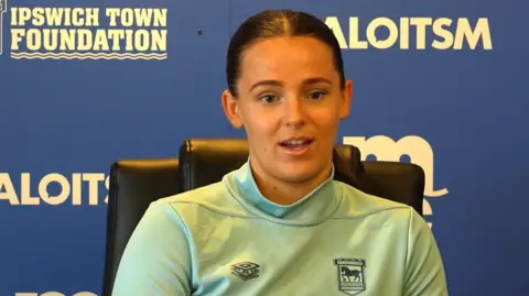 Ipswich Town Women's captain Maria Boswell in a press conference