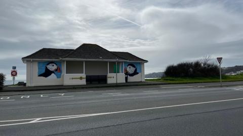 The Halfway bus stop in St Sampson, Guernsey