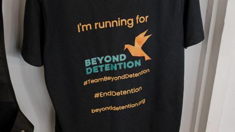 A T-shirt promoting the marathon to raise money for Beyond Detention