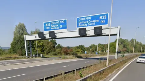 Gantry signs on the M25