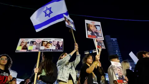 People gathered at a rally in Tel Aviv, Israel