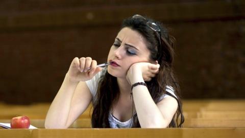 Woman taking an exam
