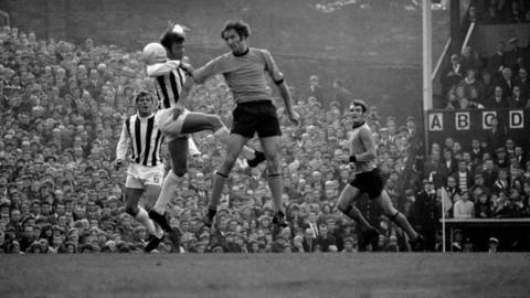 English League Division One match: Wolverhampton Wanderers versus West Bromwich Albion from 1969