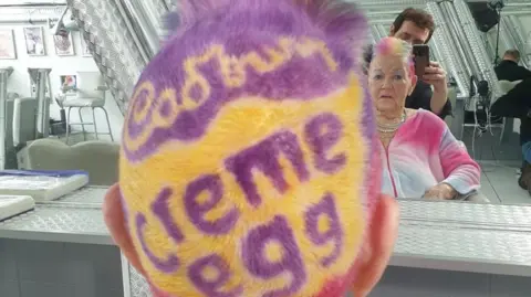 A hair design of a Creme Egg