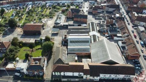 Aerial shot of the former Henry W.Pollard & Sons Ltd site