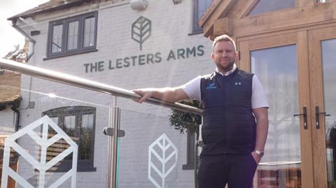 Billy Hutchinson outside The Lesters Arms in Brewood