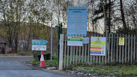 The entrance to Walleys Quarry Landfill site