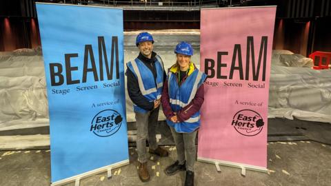 Rhys Thomas and Sarah Hopewell standing in BEAM