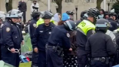 Protesters being arrested at Columbia University
