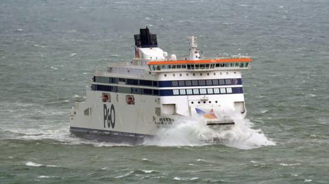 A P&O ferry on the sea