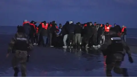 Migrants on French beach