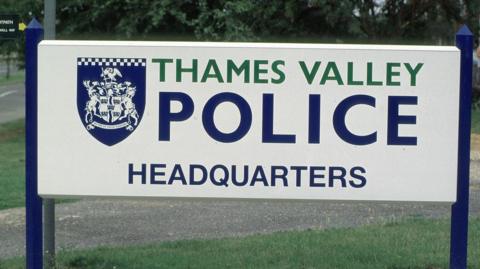 A sign outside Thames Valley Police Headquarters