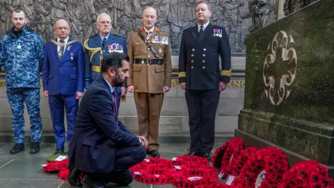 Humza Yousaf laid a wreath at the Scottish National War Memorial in Edinburgh Castle 
