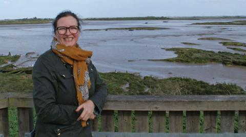Sara Hayes standing on Northey Island