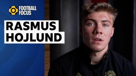 Rasmus Hojlund during a Football Focus interview