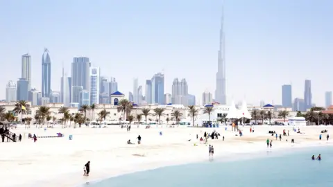 Dubai Skyline and Jumeirah Open Beach