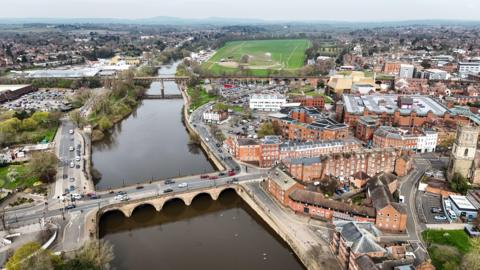 Aerial shot of Worcester