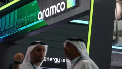 Saudi Aramco stand at energy conference in 2023