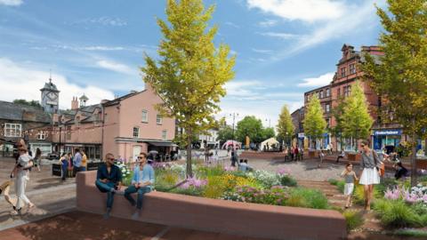 Carlisle Market Square regeneration mock-up image