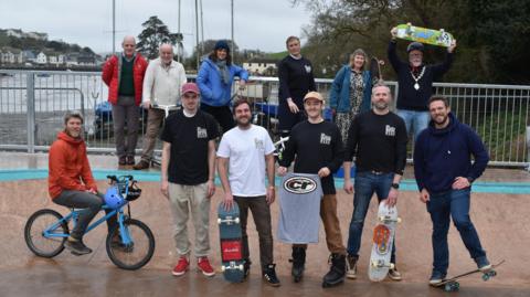 Group funders and council members in new Kingsbridge skatepark