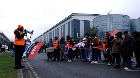 Amazon workers striking in Coventry