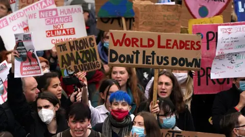 Climate change protestors in Glasgow in 2021