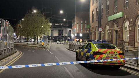 Police cordon in Charles Street, Leicester