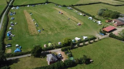 Aerial view of a campsite