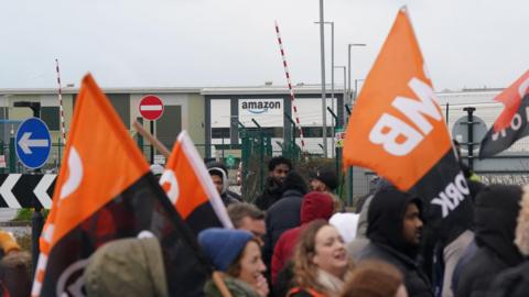 Amazon workers striking in Coventry